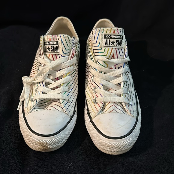 Converse All Star sparkly multicolor stars on white sneakers - Picture 6 of 10